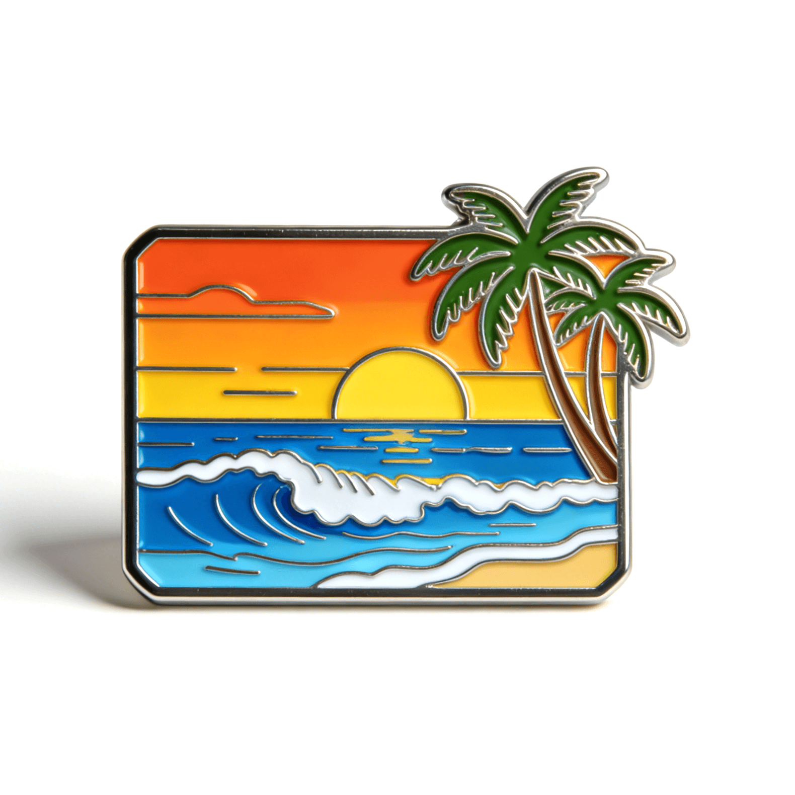 Glitter printed forest lake badge uv-printed