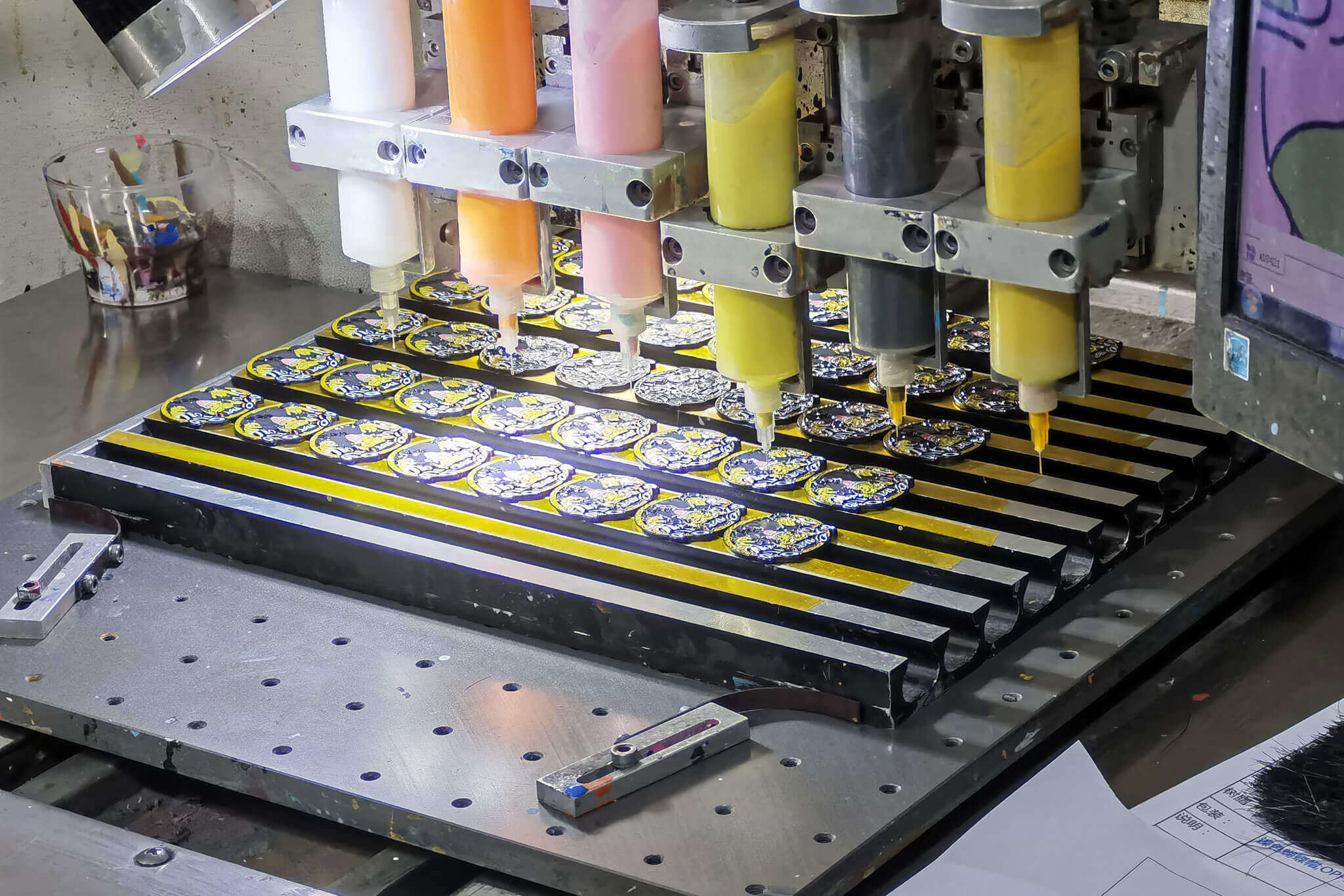 Precise color filling process for eco-friendly enamel badges